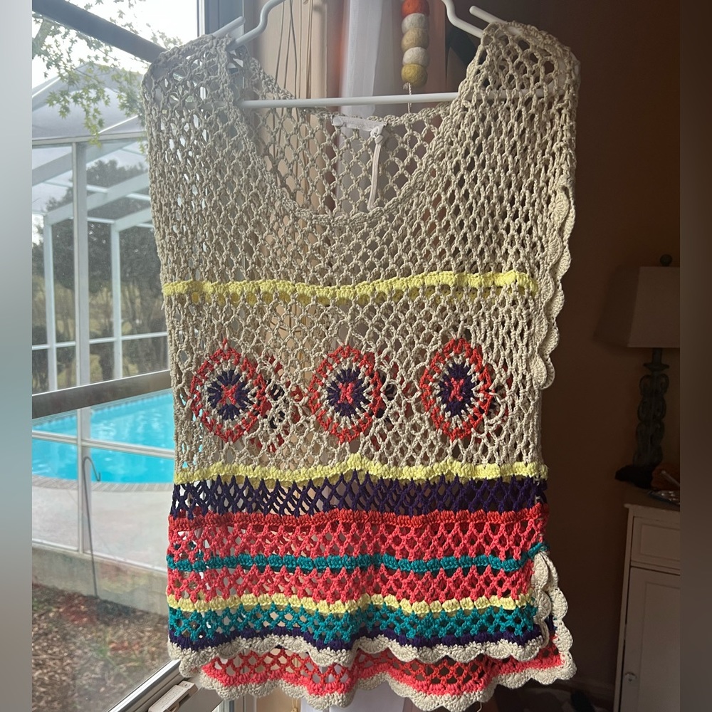 Chelsea & Violet Womens Crochet Knit Top Sweater Size M Retro 90s Vibe Y2K